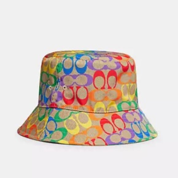 NWT Coach Rainbow Signature Bucket Hat Rainbow Cap main image 4